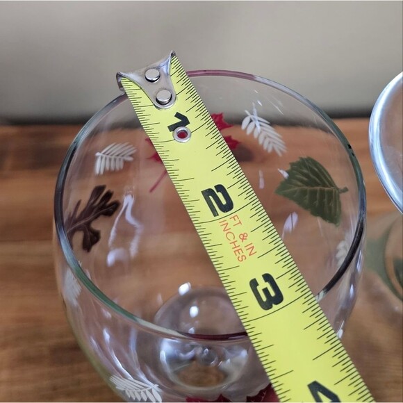 2 Libbey Glass Goblets Water Wine Autumn Fall Harvest Leaves Green Brown Red - Picture 5 of 6